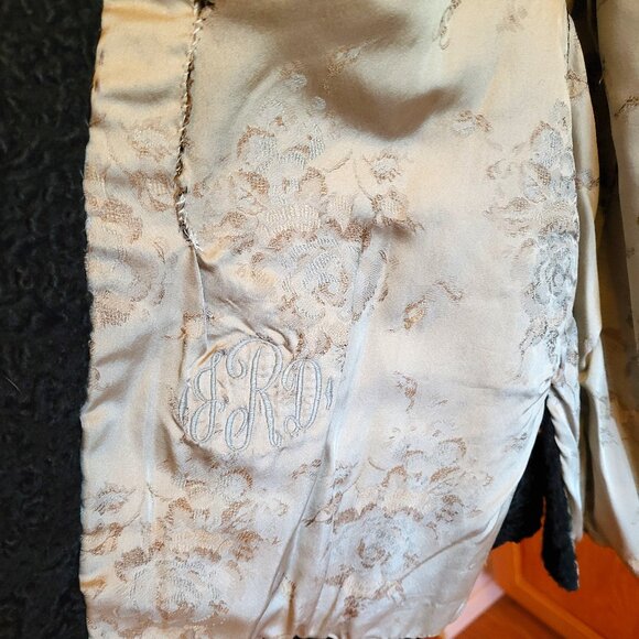 Vtg 1960's Black Broadtail Persian Lamb Fur Jacket with Grey Mink Fur Collar - Picture 12 of 16